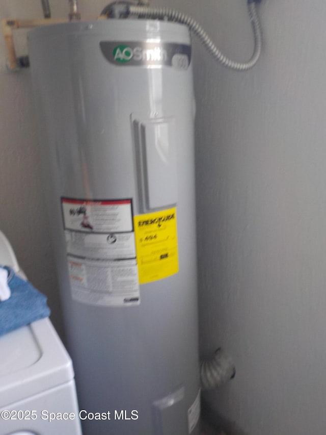 utility room featuring electric water heater