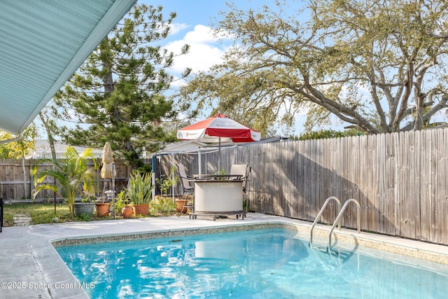 view of pool with a fenced backyard and a fenced in pool