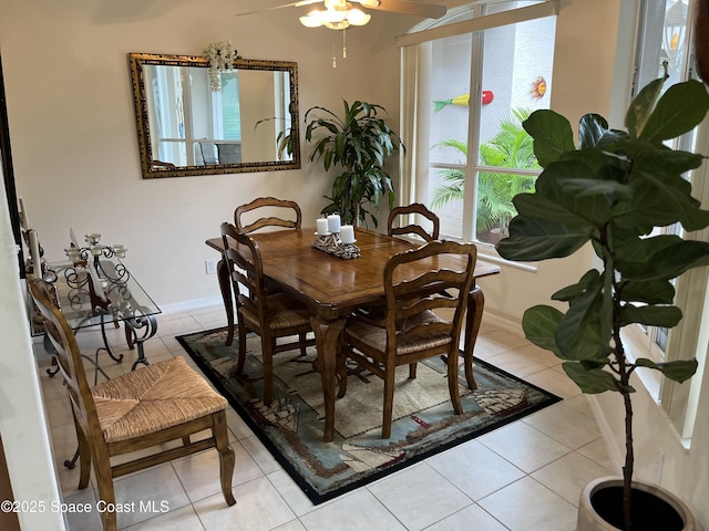 184 Tramore Pl, Melbourne Beach, FL 32951 - dining room featuring baseboards, ceiling fan, and tile patterned floors