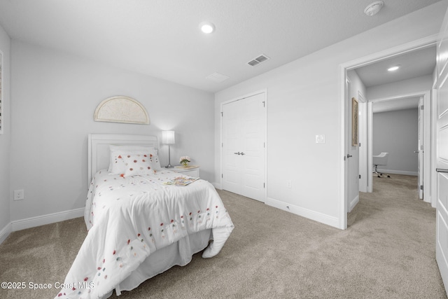 bedroom featuring carpet