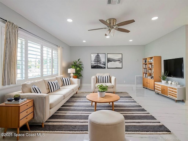 8075 134th St, Sebastian, FL 32958 - living room with ceiling fan