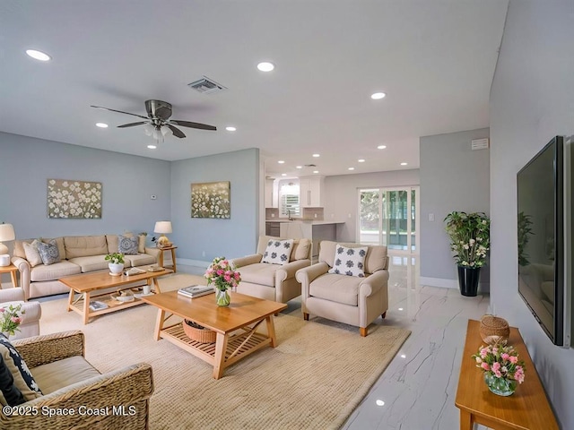 8075 134th St, Sebastian, FL 32958 - living room with ceiling fan