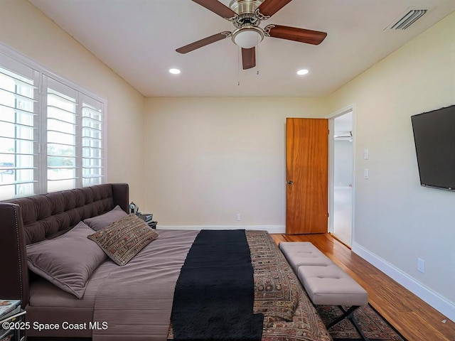 8075 134th St, Sebastian, FL 32958 - bedroom featuring hardwood / wood-style flooring and ceiling fan