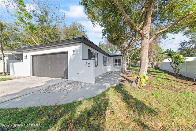 exterior space with a garage