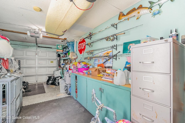 garage with a garage door opener