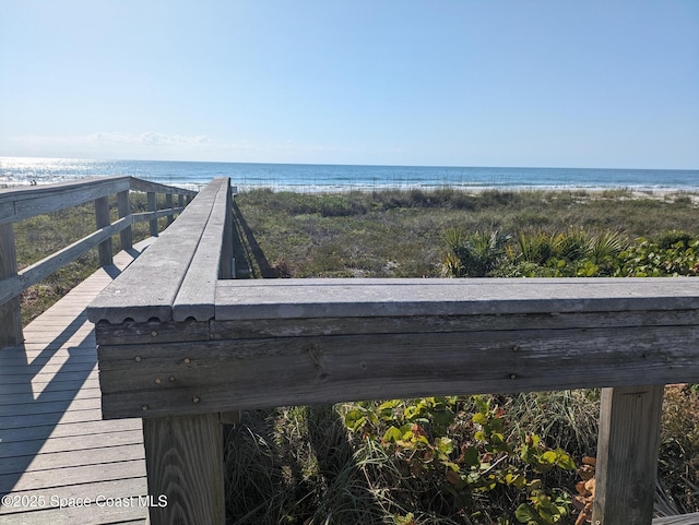 exterior details featuring a beach view