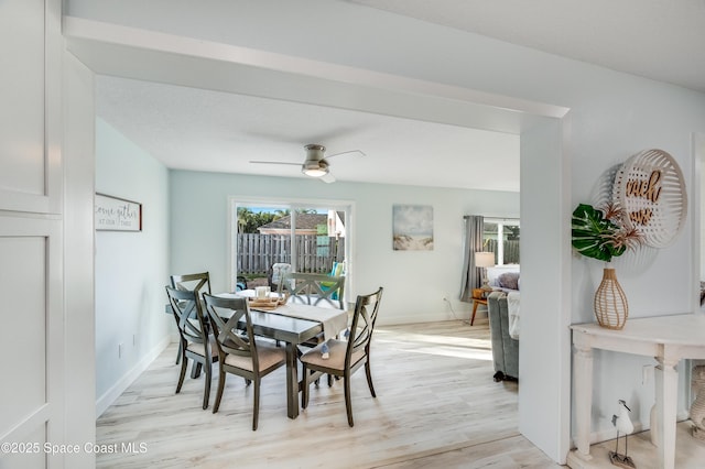 122 Poinsetta St, Indialantic, FL 32903 - dining area featuring light wood-type flooring and a ceiling fan