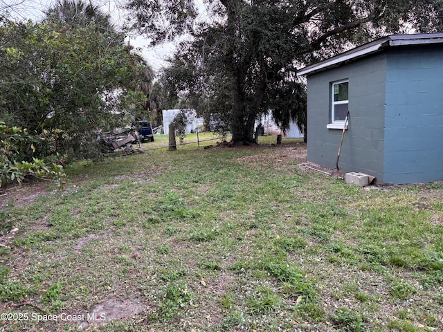 view of yard featuring fence