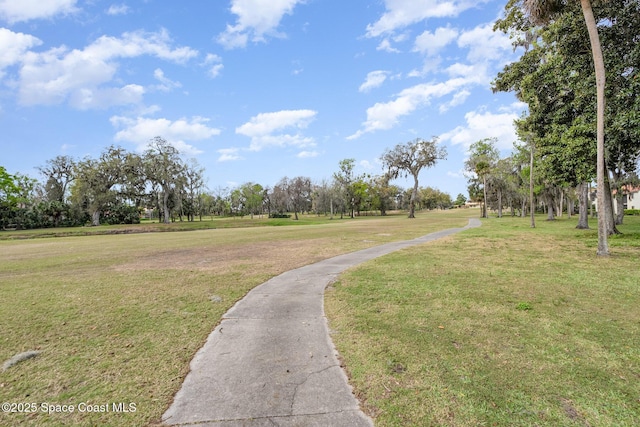 view of property's community featuring a yard