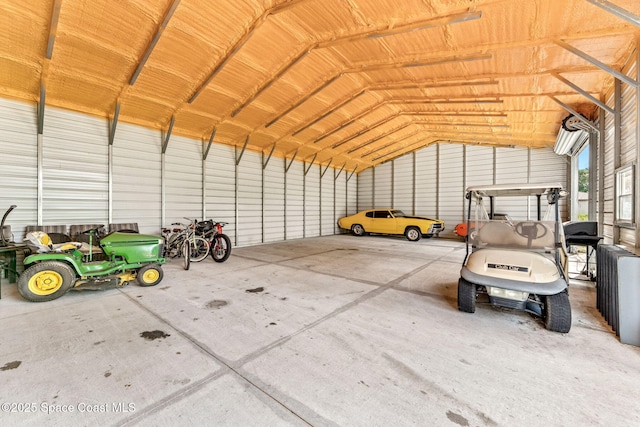 garage with metal wall