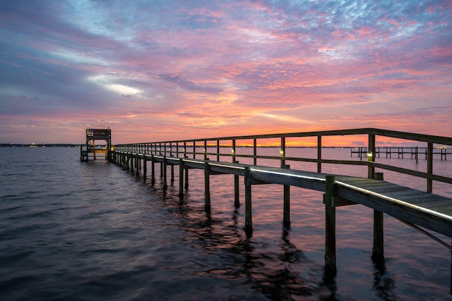 dock area with a water view