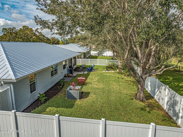 view of yard featuring a fenced backyard