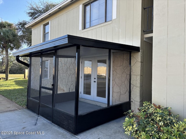 view of home's exterior featuring french doors