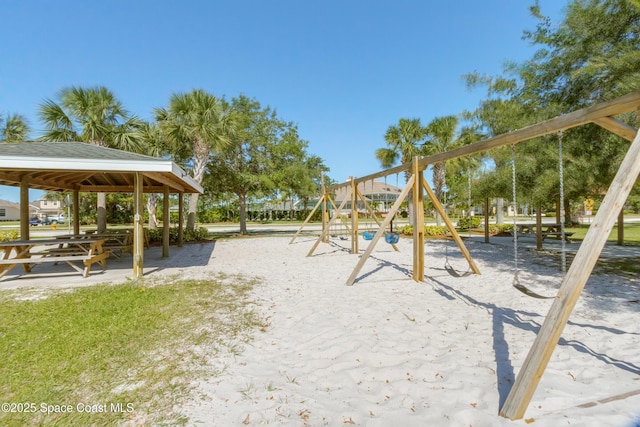 community play area featuring a gazebo