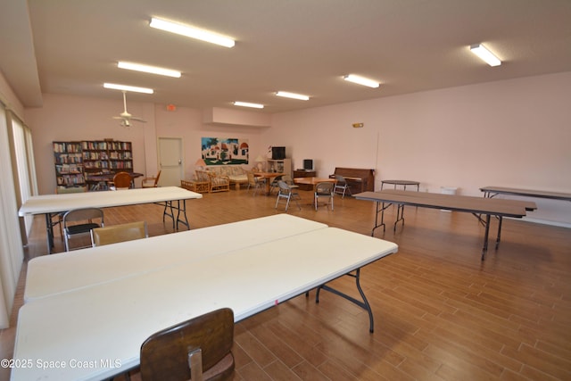 playroom featuring wood finished floors