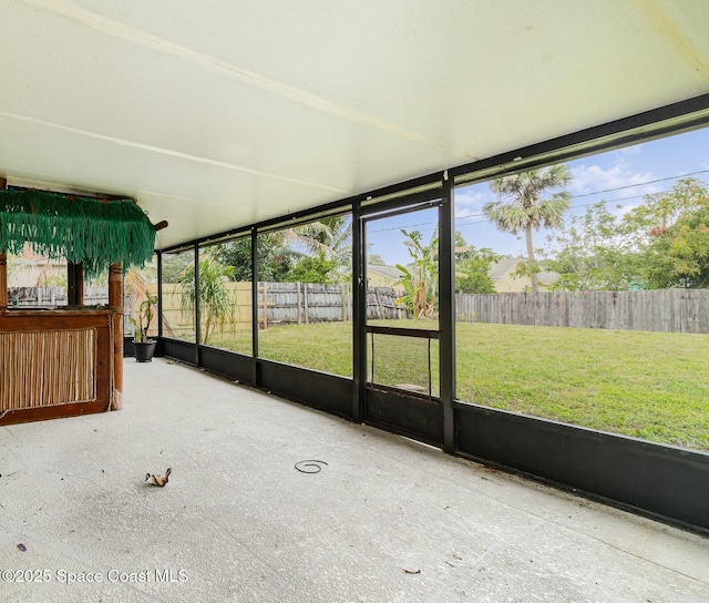 view of unfurnished sunroom