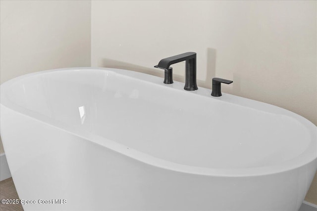 interior details featuring a freestanding bath and a sink