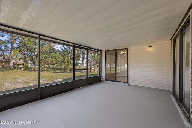 view of unfurnished sunroom