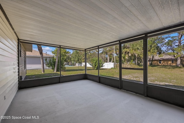 view of unfurnished sunroom