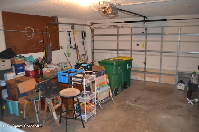 garage with a garage door opener