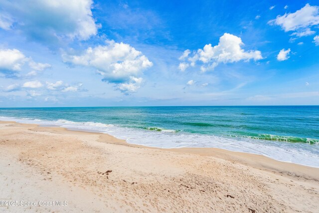 property view of water featuring a beach view