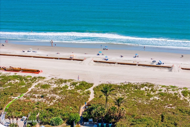 view of water feature with a view of the beach