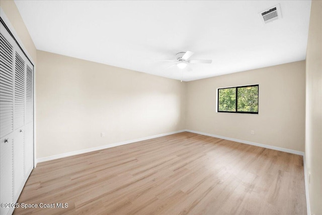 6315 Anchor Ln, Rockledge, FL 32955 - unfurnished bedroom featuring a closet, light wood-type flooring, and ceiling fan
