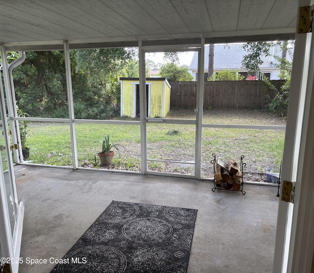view of unfurnished sunroom