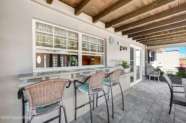 view of patio / terrace featuring outdoor dry bar