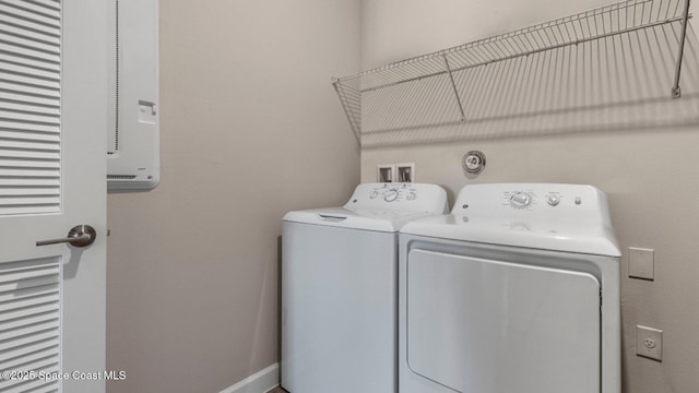 laundry room with laundry area and washing machine and clothes dryer