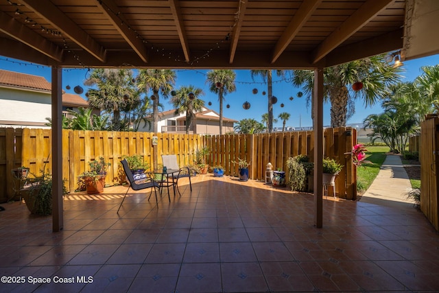 view of patio featuring a fenced backyard