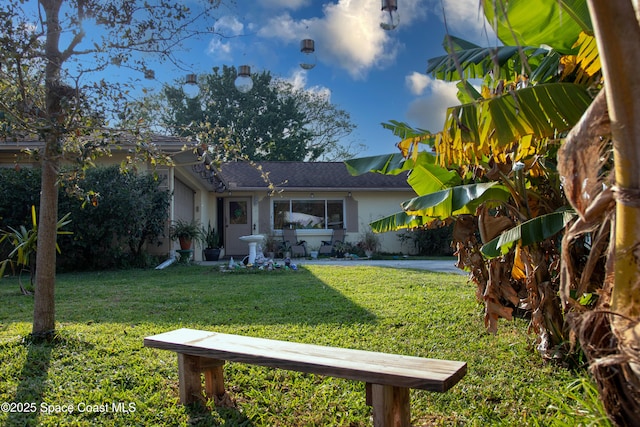 view of front of house featuring a front lawn and stucco siding