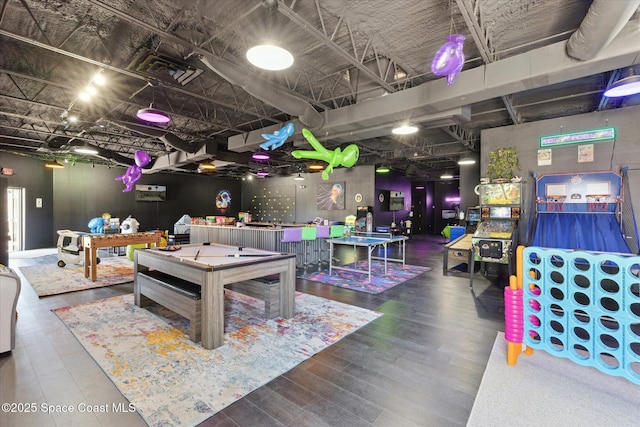 playroom featuring wood finished floors