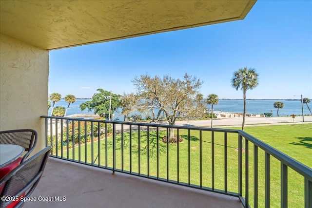 balcony with a water view