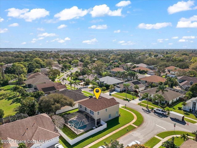 aerial view with a residential view