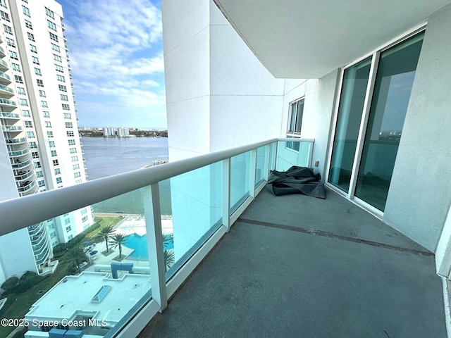 balcony with a water view