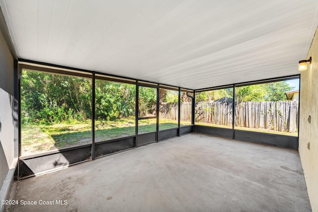 view of unfurnished sunroom