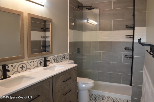 6110 Grissom Pkwy, Cocoa, FL 32927 - bathroom featuring double vanity, a sink, and tiled shower