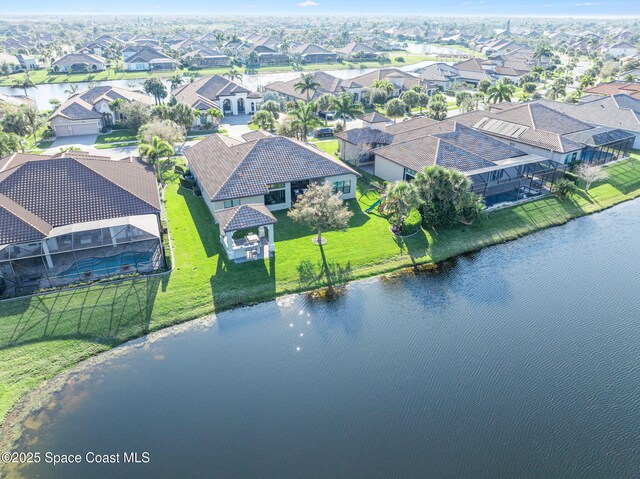 3882 Durksly Dr, Melbourne, FL 32940 - aerial view with a water view and a residential view