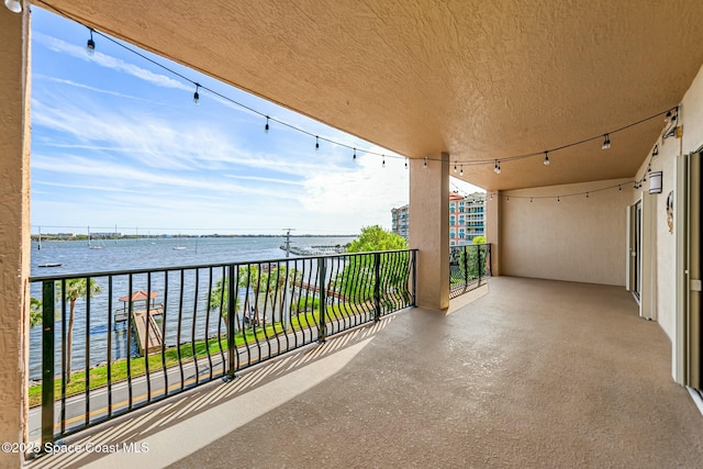 balcony with a water view