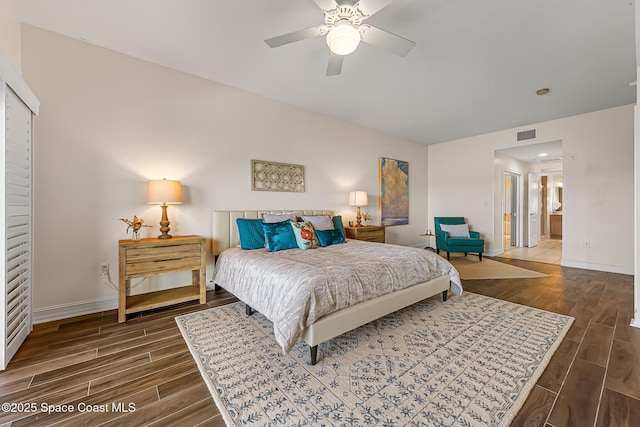 29 Riverside Dr Unit 402, Cocoa, FL 32922 - bedroom with wood finished floors and ceiling fan