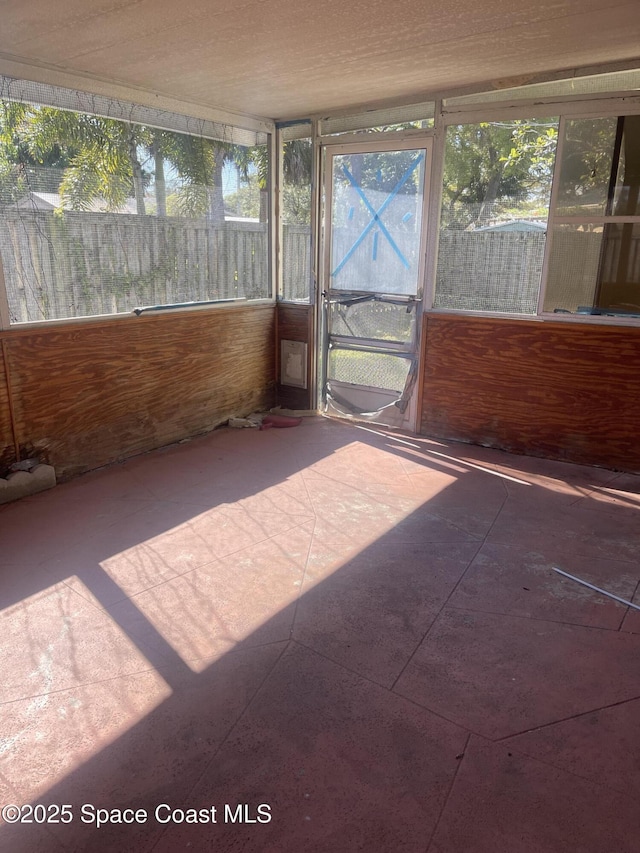 view of unfurnished sunroom