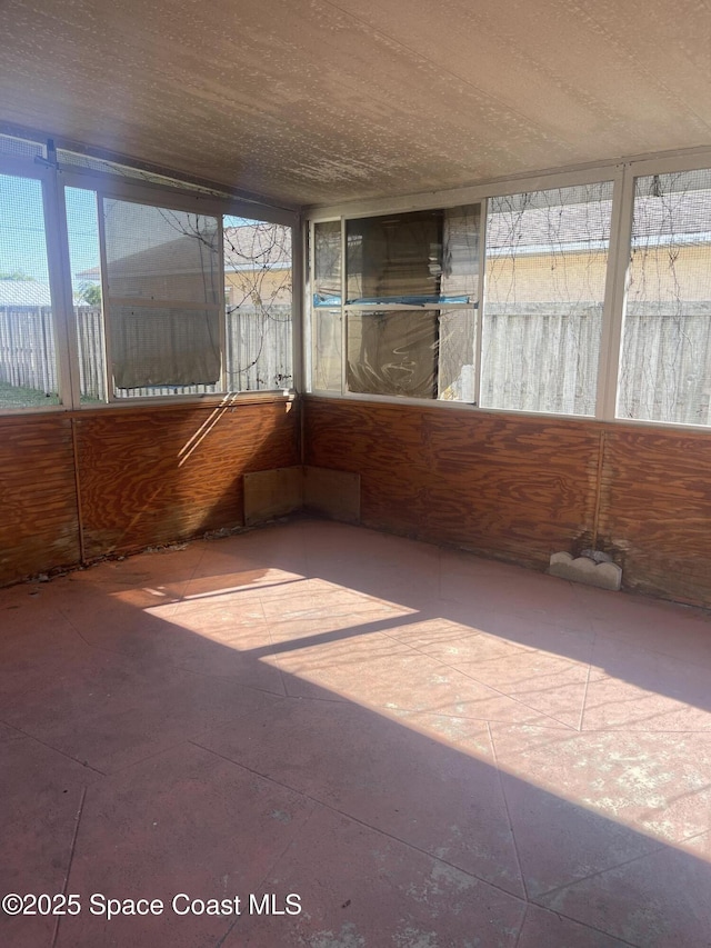 view of unfurnished sunroom