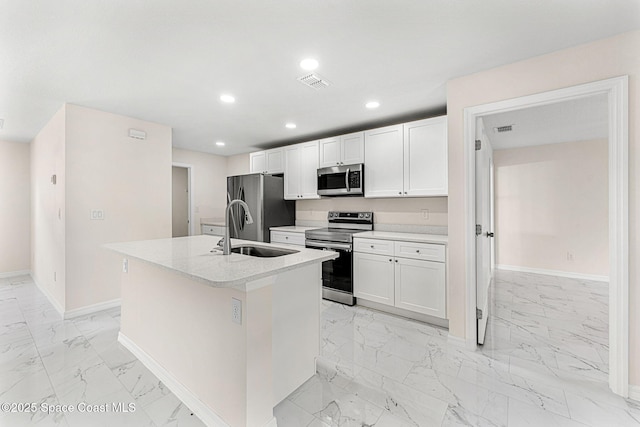 2100 Cogan Dr SE, Palm Bay, FL 32909 - kitchen featuring a sink, visible vents, marble finish floor, and appliances with stainless steel finishes