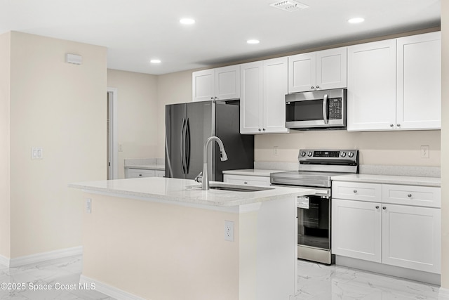 2100 Cogan Dr SE, Palm Bay, FL 32909 - kitchen featuring visible vents, marble finish floor, appliances with stainless steel finishes, and a sink