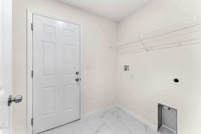 2100 Cogan Dr SE, Palm Bay, FL 32909 - laundry area with baseboards, laundry area, hookup for a washing machine, marble finish floor, and electric dryer hookup