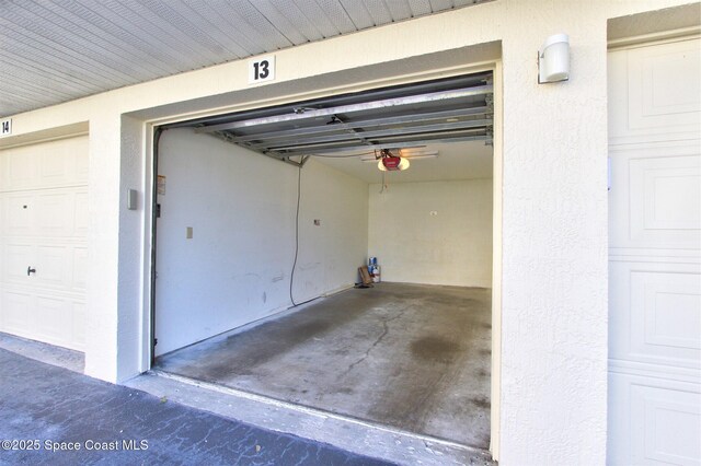 garage with a garage door opener