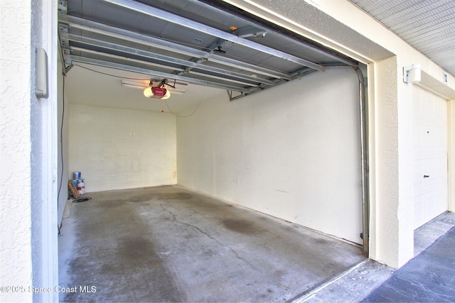 garage with a garage door opener