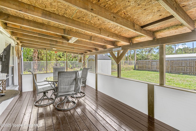 view of unfurnished sunroom