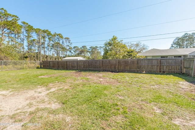 view of yard featuring a fenced backyard